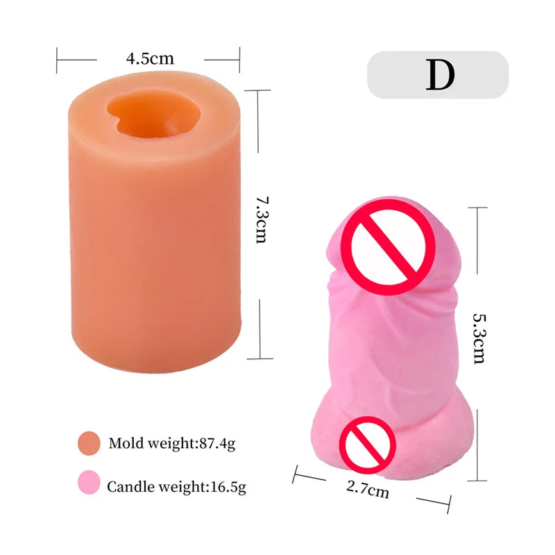 Handmade Lifelike DIY Prank Gift Male Body Organ 3D Stereo Bead Shape Men Dick Soap Plaster Decor Tool Silicon Penis Candle Mold