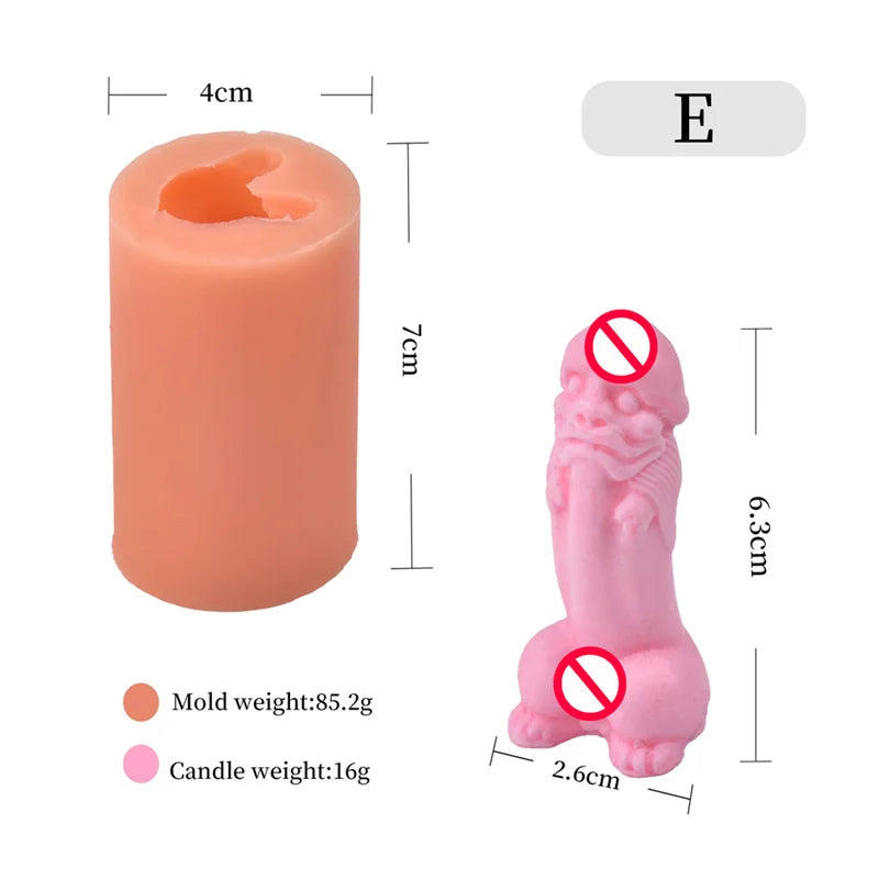 Handmade Lifelike DIY Prank Gift Male Body Organ 3D Stereo Bead Shape Men Dick Soap Plaster Decor Tool Silicon Penis Candle Mold