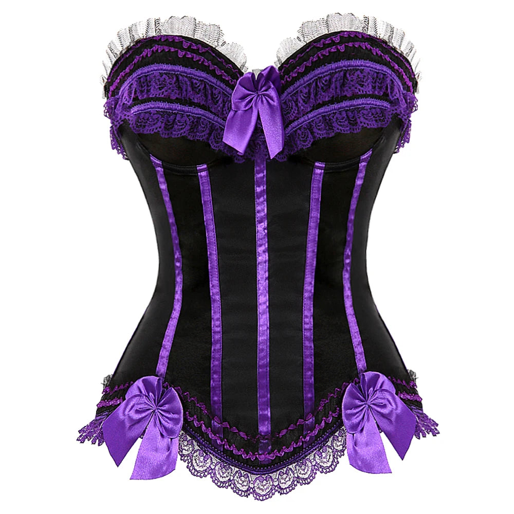 Pink Corset Top for Women Bustier Victorian Striped Sexy Corset Overbust Waist Slimming Corset Princess Halloween Costume
