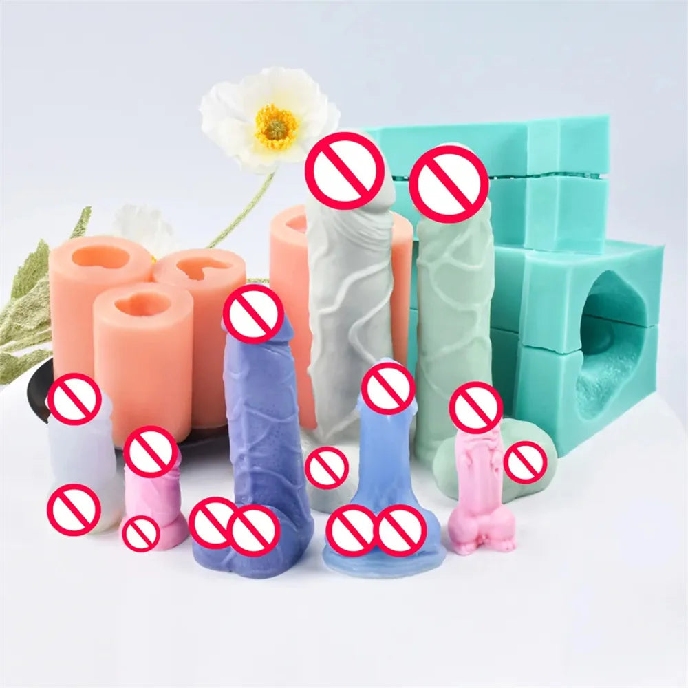 Handmade Lifelike DIY Prank Gift Male Body Organ 3D Stereo Bead Shape Men Dick Soap Plaster Decor Tool Silicon Penis Candle Mold