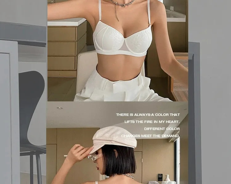 Sexy Lace Lingerie Bra and Panties Sets for Women Padded Underwear Push Up Brassiere Female Intimates Gathered Bralette 2025