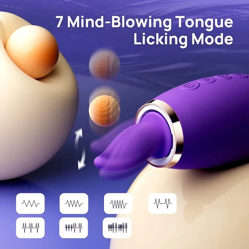Sex Toy Vibrator for Woman 3 in 1 Clitoral Stimulator Tongue Licking G Spot Thrusting Dildo Vibrator, Nipple Licker for Toys