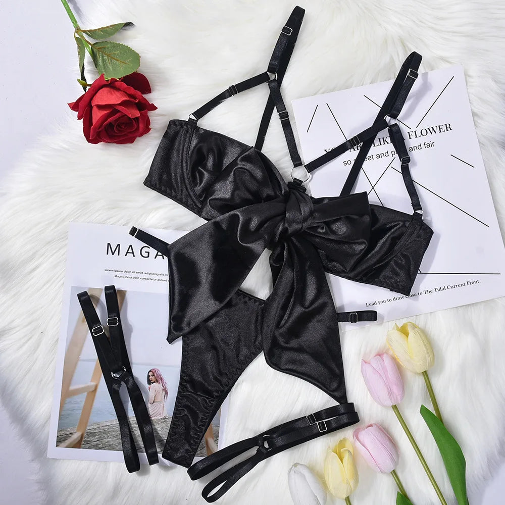 New Hot Sexy Lingerie Set For Women Lace Exotic Sets Sexy Lingerie Set Chain Panty Garter Fancy Luxury Kit Erotic Bra Set
