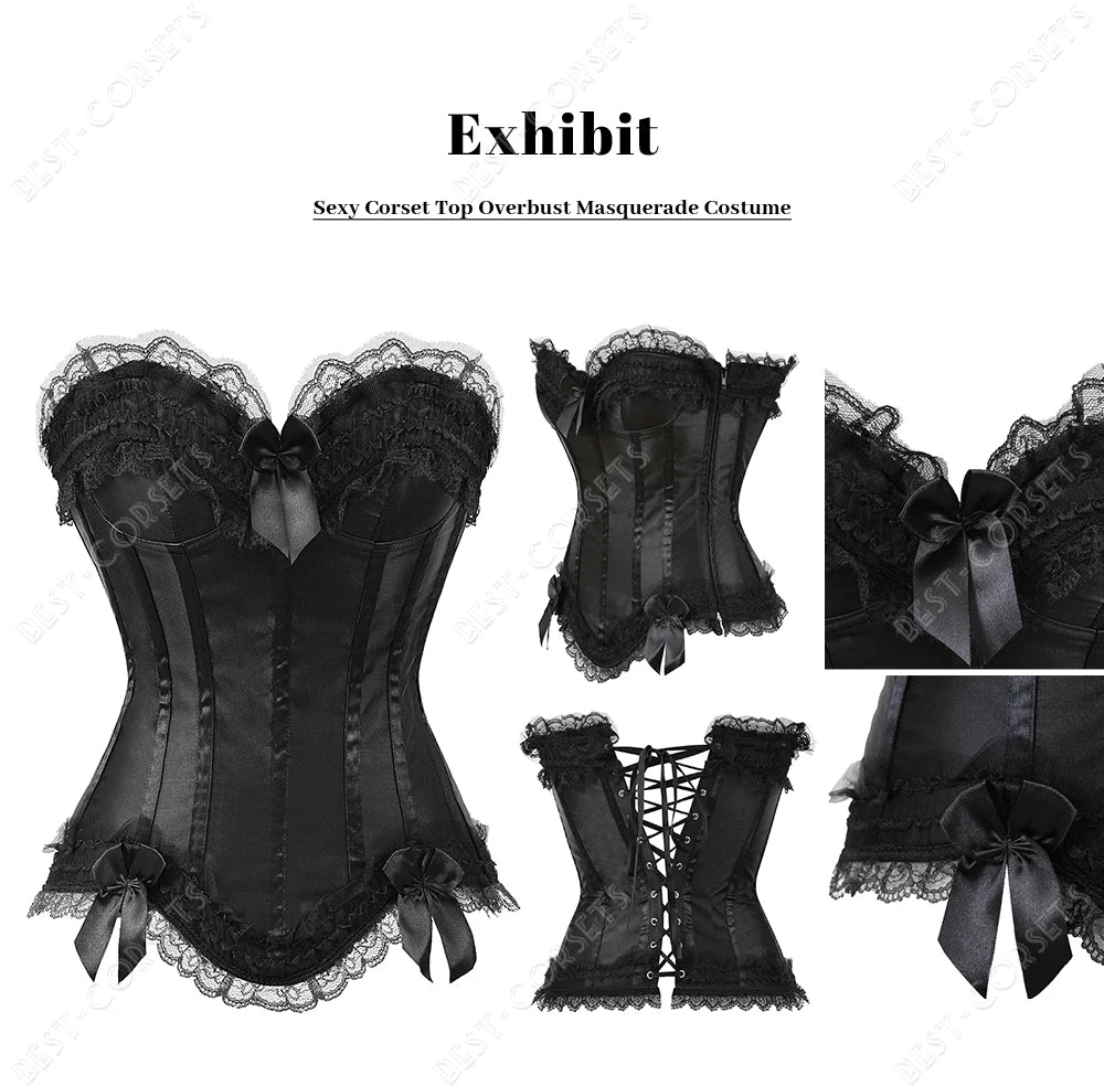 Pink Corset Top for Women Bustier Victorian Striped Sexy Corset Overbust Waist Slimming Corset Princess Halloween Costume