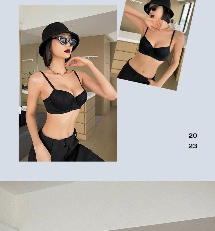 Sexy Lace Lingerie Bra and Panties Sets for Women Padded Underwear Push Up Brassiere Female Intimates Gathered Bralette 2025