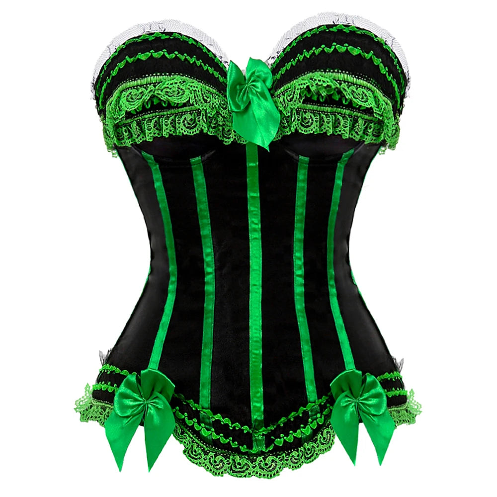 Pink Corset Top for Women Bustier Victorian Striped Sexy Corset Overbust Waist Slimming Corset Princess Halloween Costume