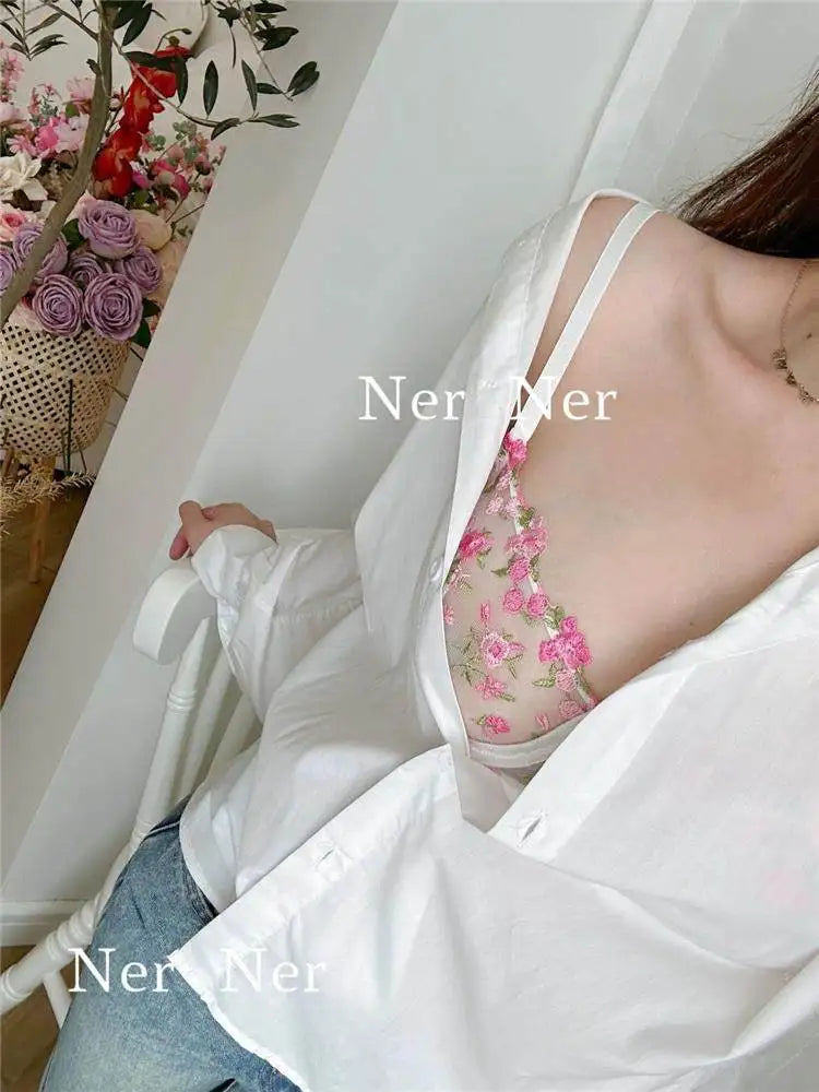 YUQI French Elegant Lingerie Set-Floral Embroidery Semi-Transparent Bra & Brief,Black Sensual Women's Underwear Luxury Intimates
