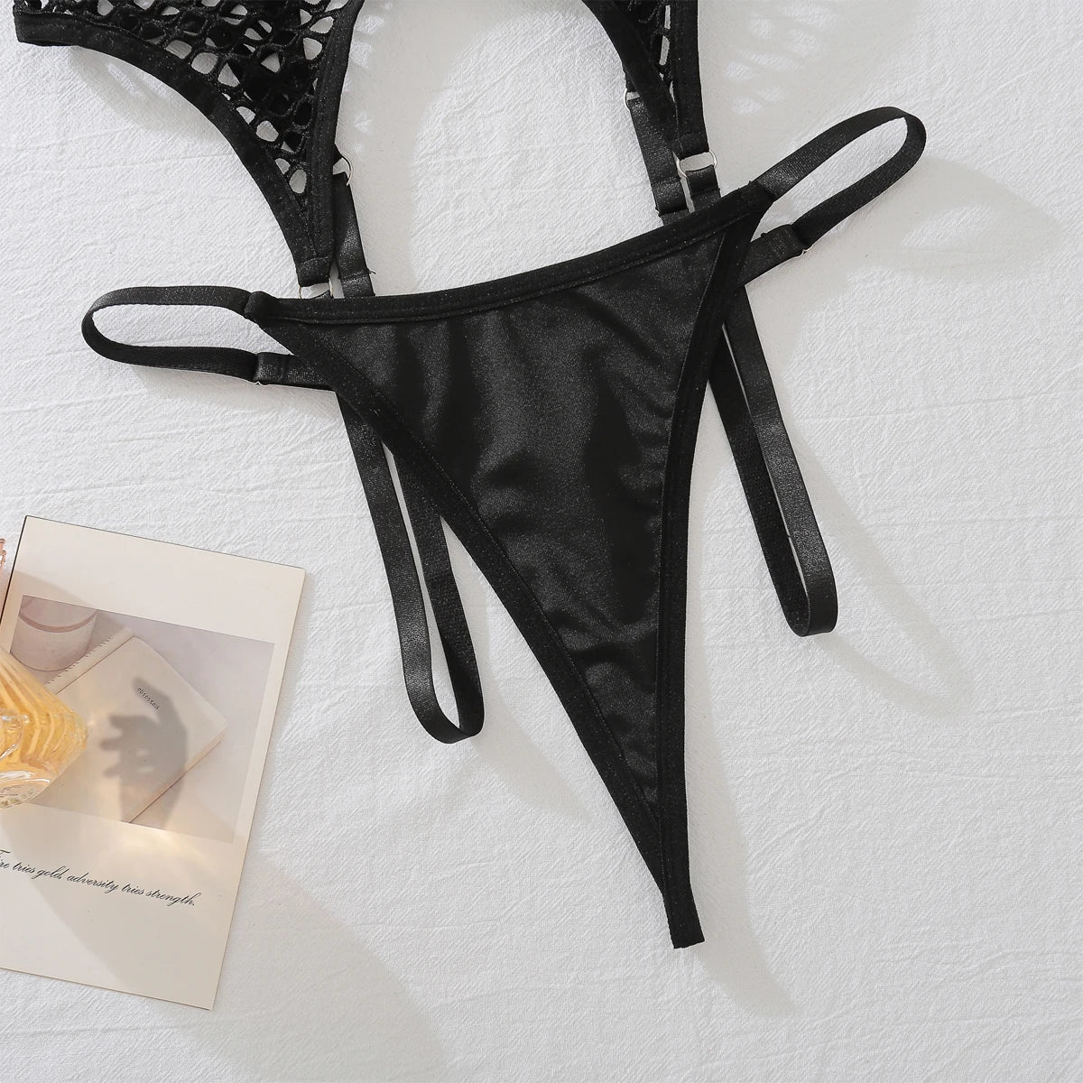 2025 sexy hollow-out fishnet bra ultra-thin see-through body-shaping slimming lingerie two-piece set
