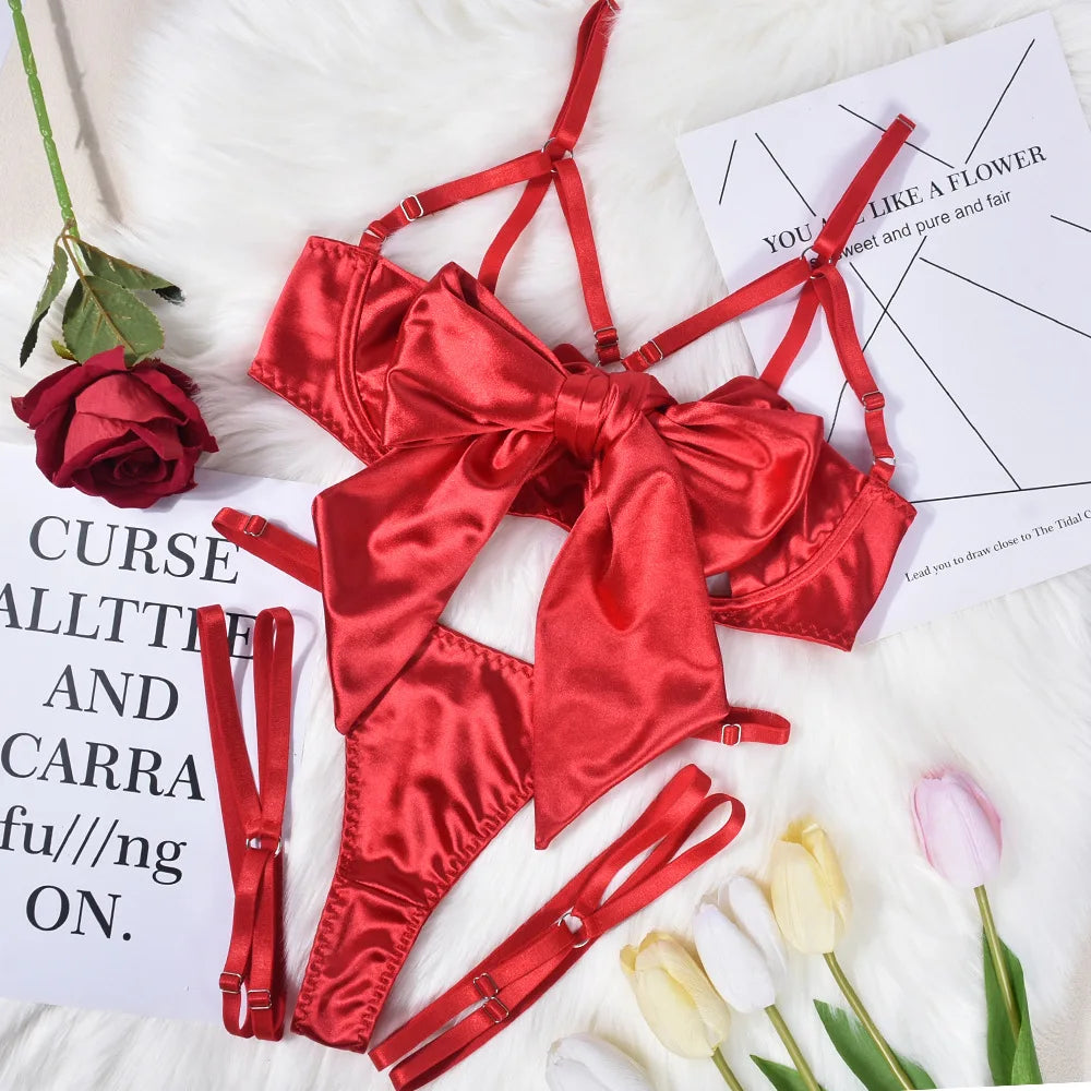 New Hot Sexy Lingerie Set For Women Lace Exotic Sets Sexy Lingerie Set Chain Panty Garter Fancy Luxury Kit Erotic Bra Set