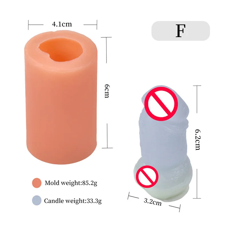 Handmade Lifelike DIY Prank Gift Male Body Organ 3D Stereo Bead Shape Men Dick Soap Plaster Decor Tool Silicon Penis Candle Mold