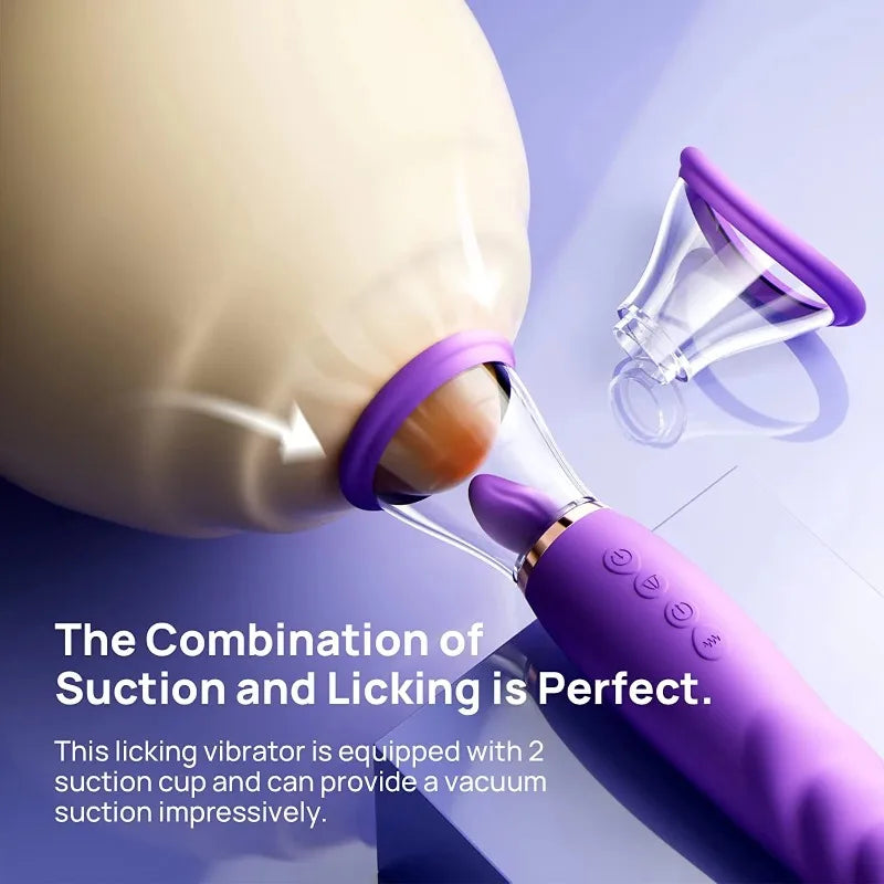 Sex Toy Vibrator for Woman 3 in 1 Clitoral Stimulator Tongue Licking G Spot Thrusting Dildo Vibrator, Nipple Licker for Toys