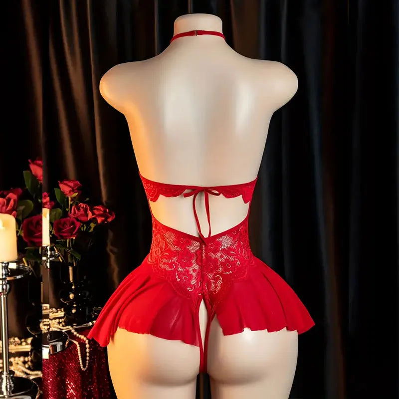 Front-Closure One-Piece Bra And Panty Set Women's Sexy Lingerie Crotchless Daring Apparel Soft Ultra-Thin Underwear Bodysuit Kit