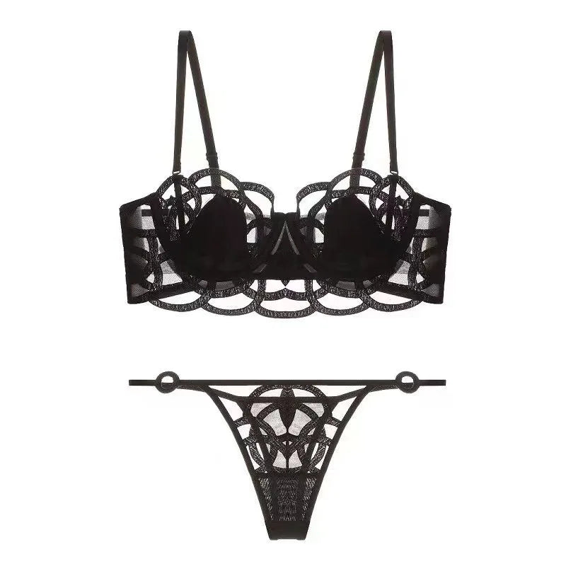 Logirlve sexy Hot Thin Bra Set Triangle Pants T Lingerie Set Brassiere Push Up Bra Women Underwear Set Female Lingerie