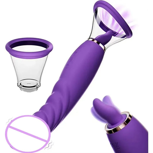 Sex Toy Vibrator for Woman 3 in 1 Clitoral Stimulator Tongue Licking G Spot Thrusting Dildo Vibrator, Nipple Licker for Toys