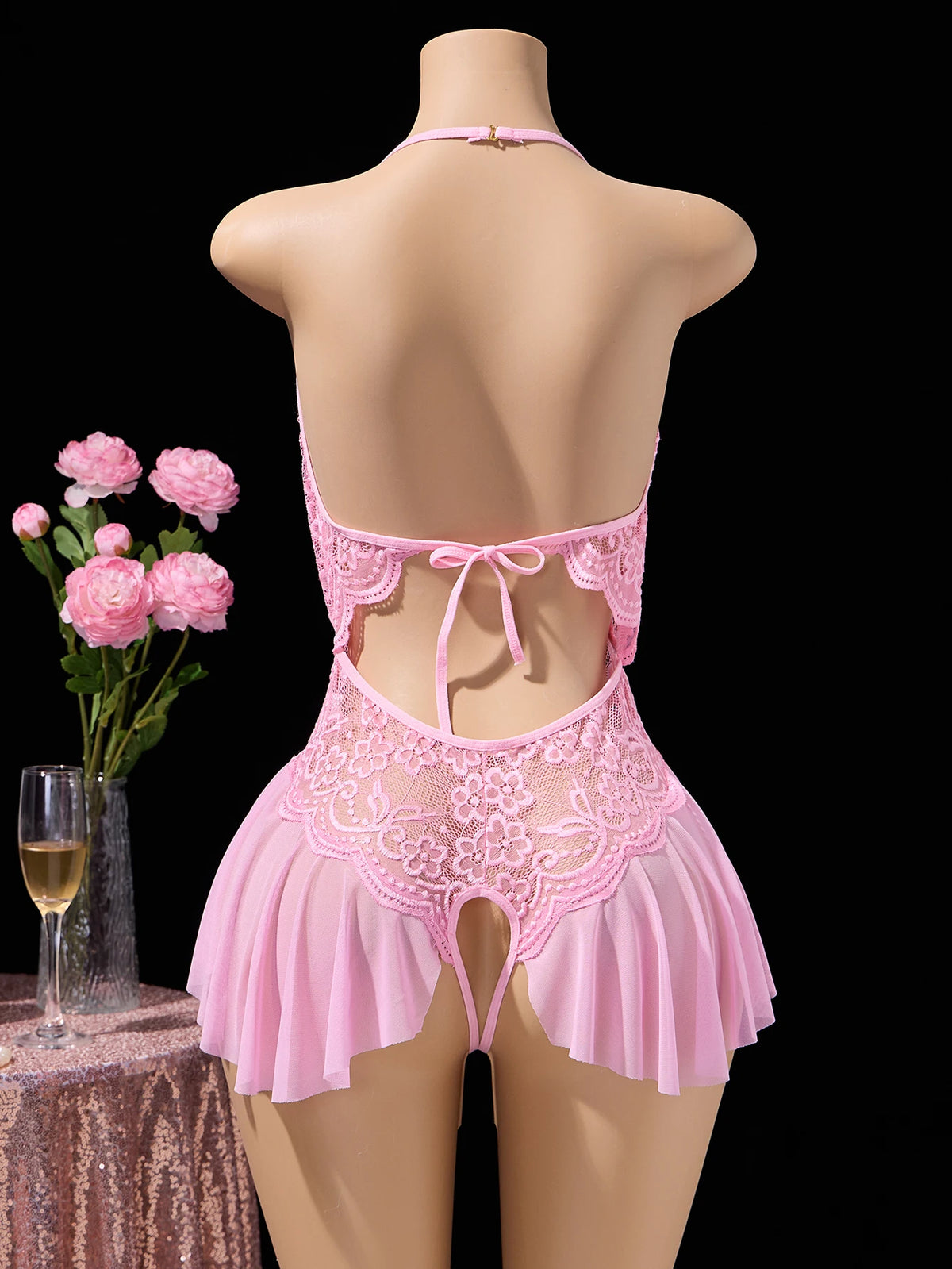 Front-Closure One-Piece Bra And Panty Set Women's Sexy Lingerie Crotchless Daring Apparel Soft Ultra-Thin Underwear Bodysuit Kit