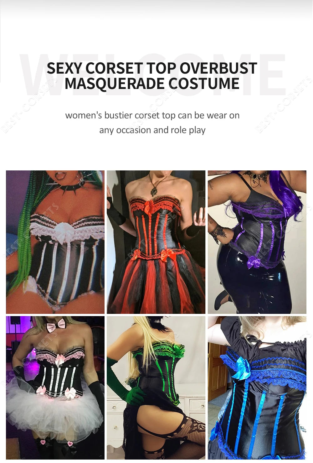 Pink Corset Top for Women Bustier Victorian Striped Sexy Corset Overbust Waist Slimming Corset Princess Halloween Costume
