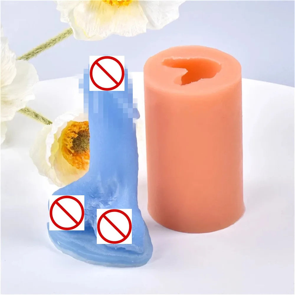 Handmade Lifelike DIY Prank Gift Male Body Organ 3D Stereo Bead Shape Men Dick Soap Plaster Decor Tool Silicon Penis Candle Mold