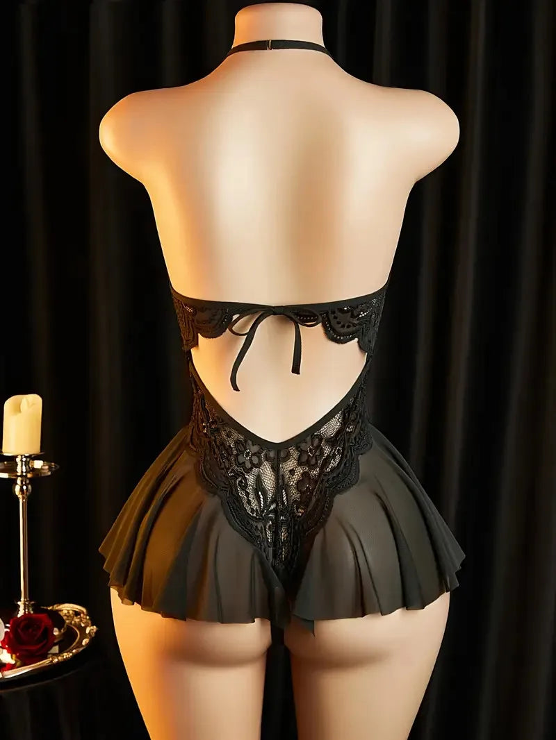 Front-Closure One-Piece Bra And Panty Set Women's Sexy Lingerie Crotchless Daring Apparel Soft Ultra-Thin Underwear Bodysuit Kit