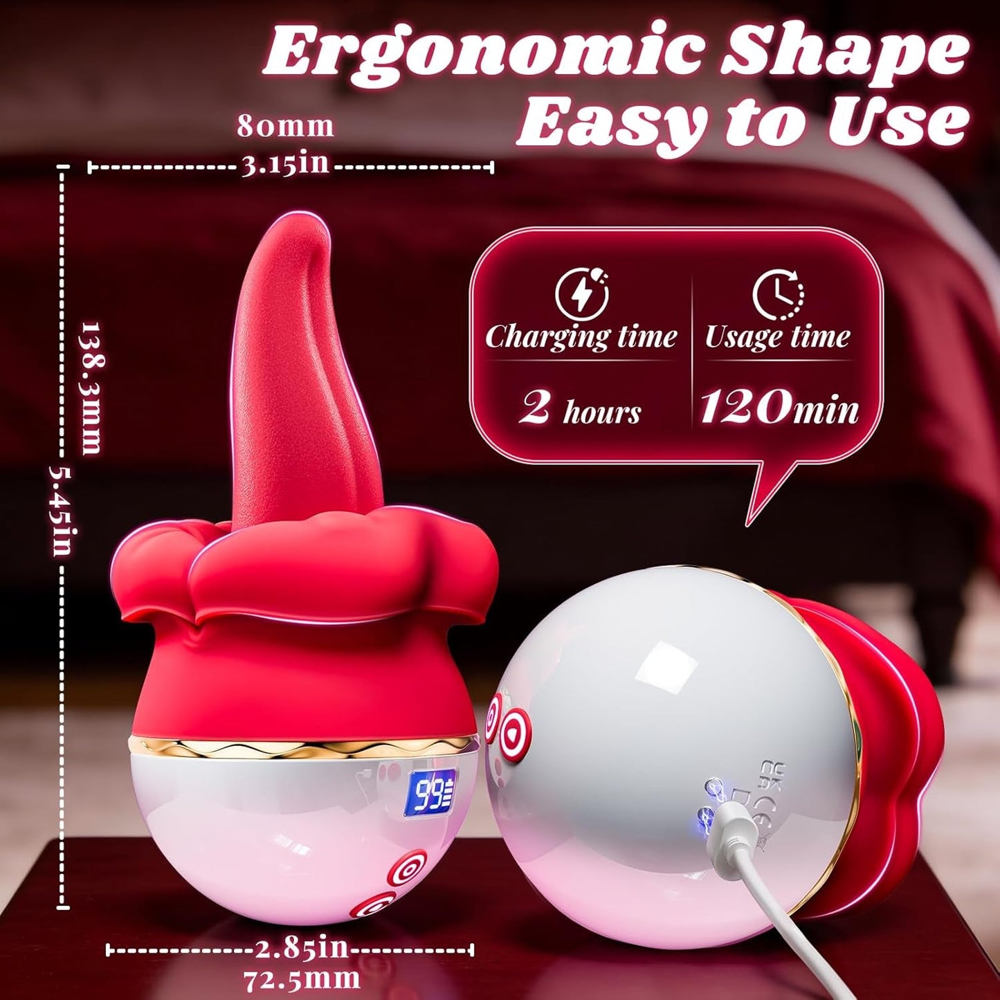 FlorixaWave 5-in-1 Rose Tongue Vibrator 10 Modes Clit Toy