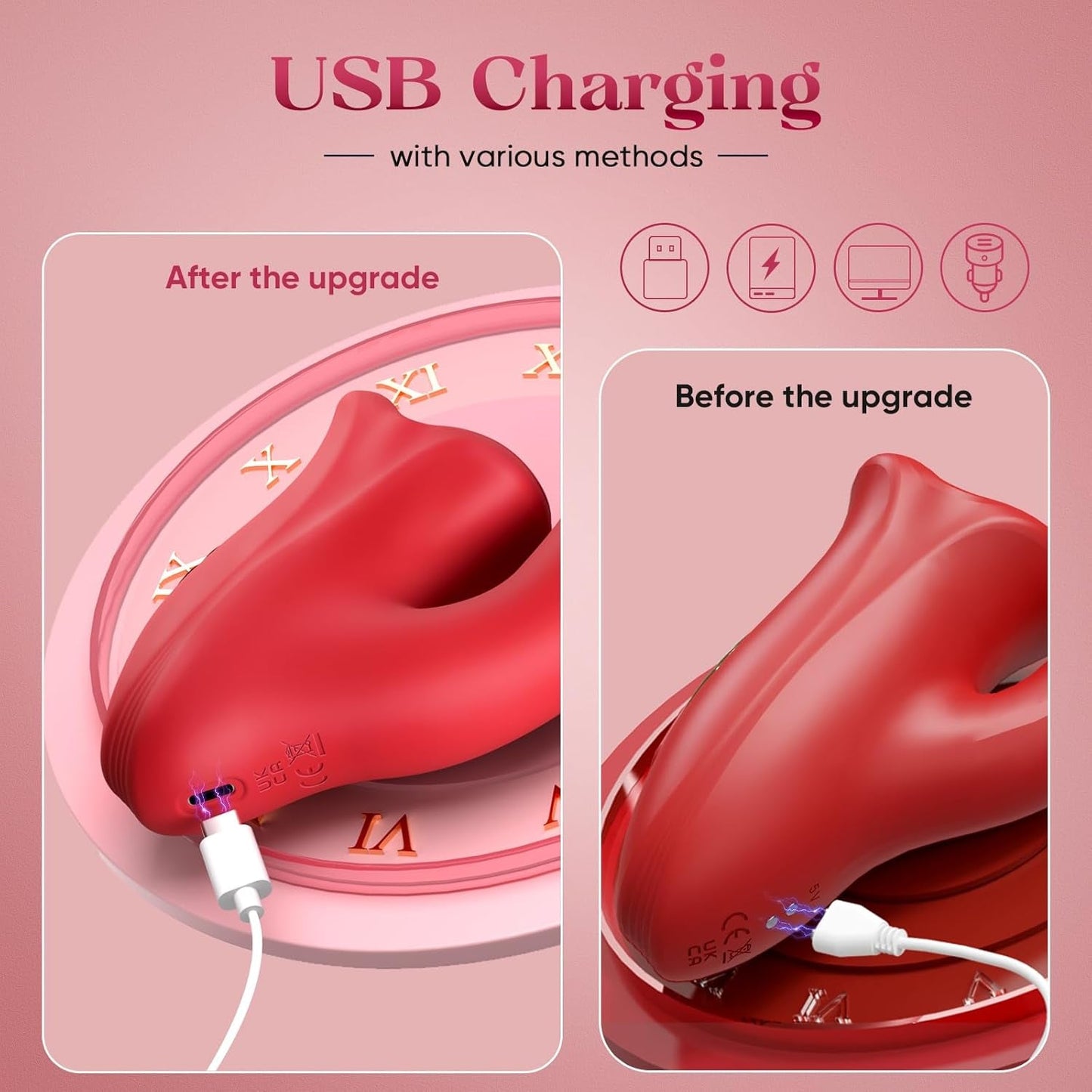 VelvetLick Rose Tongue Vibrator Flapping 10 Modes Waterproof