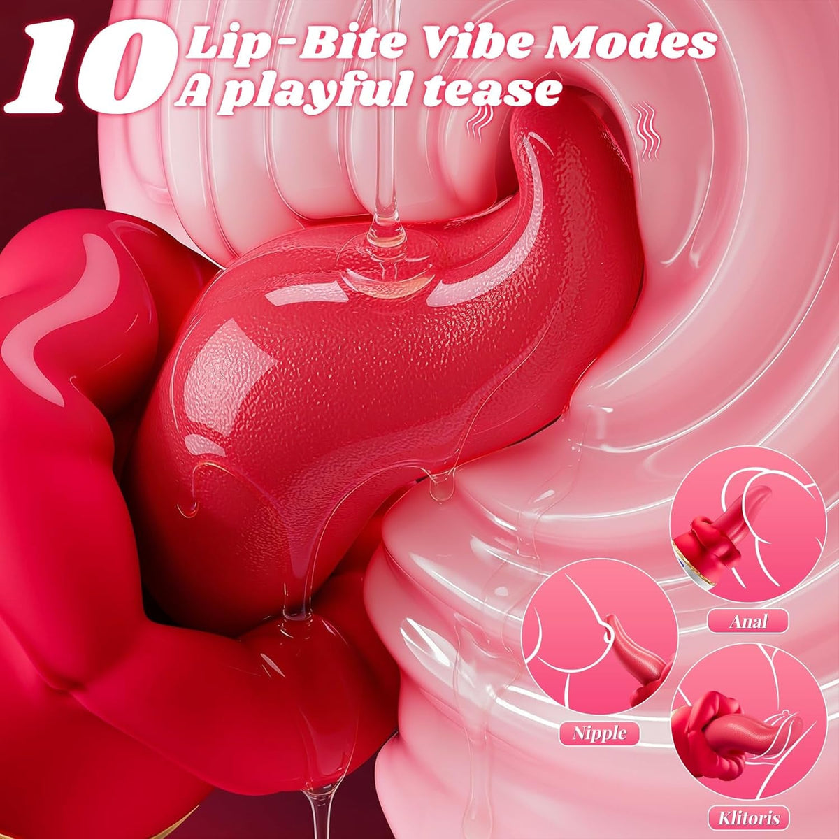 FlorixaWave 5-in-1 Rose Tongue Vibrator 10 Modes Clit Toy