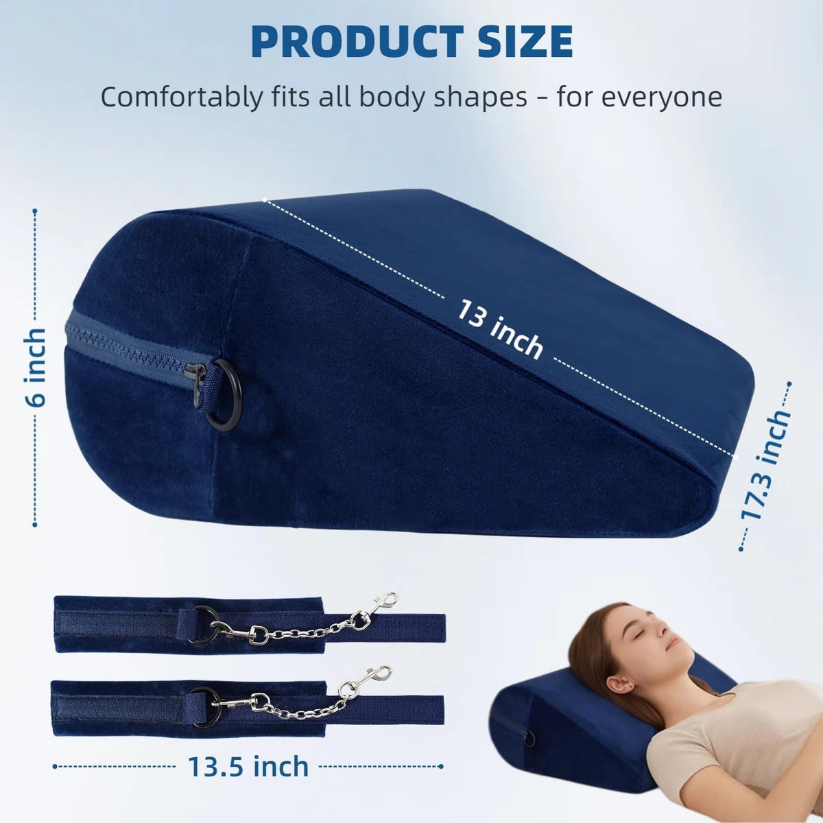 AzureRise Sex Position Pillow & BDSM Handcuffs | Blue