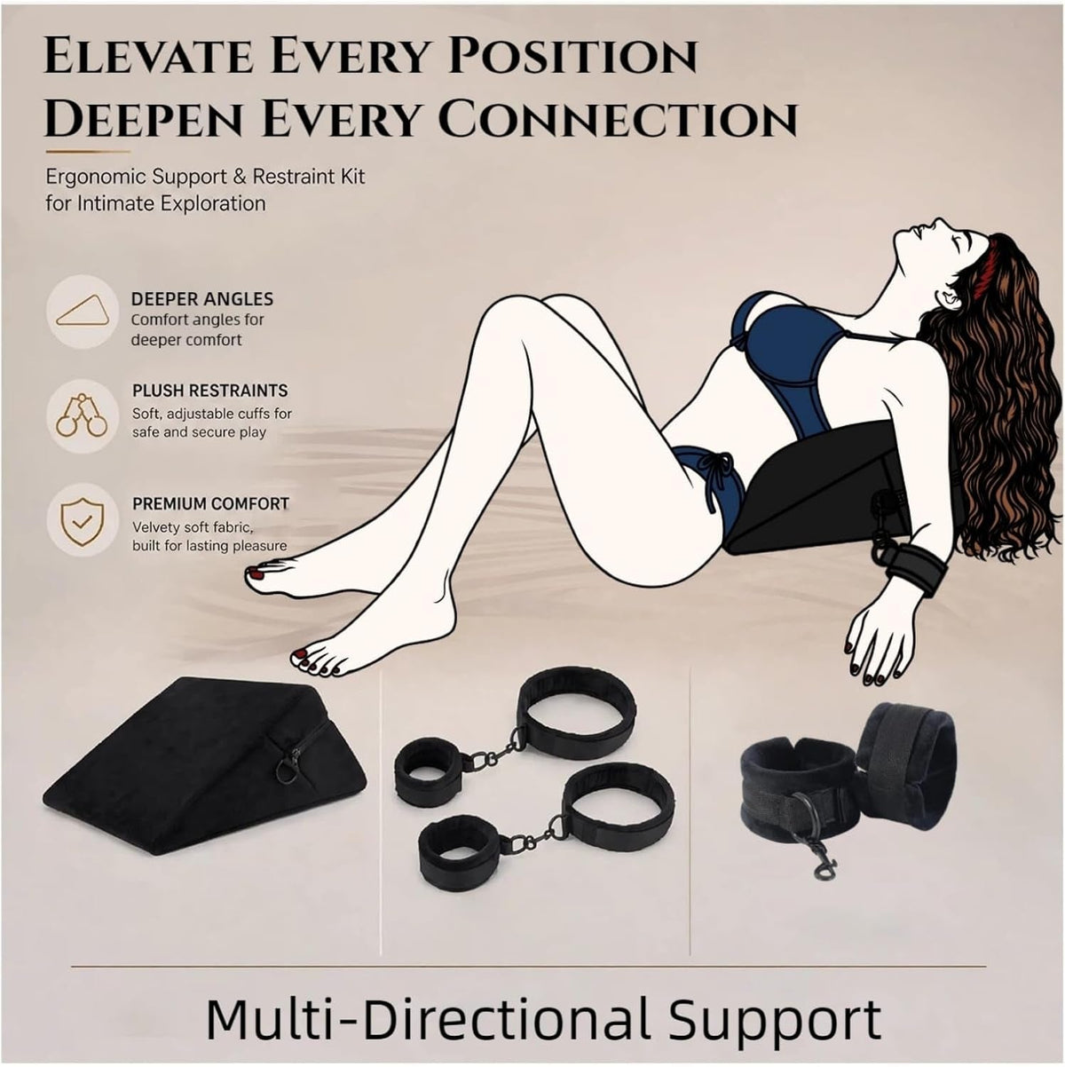 VelvetBind Sex Position Pillow & Bondage Cuffs Kit