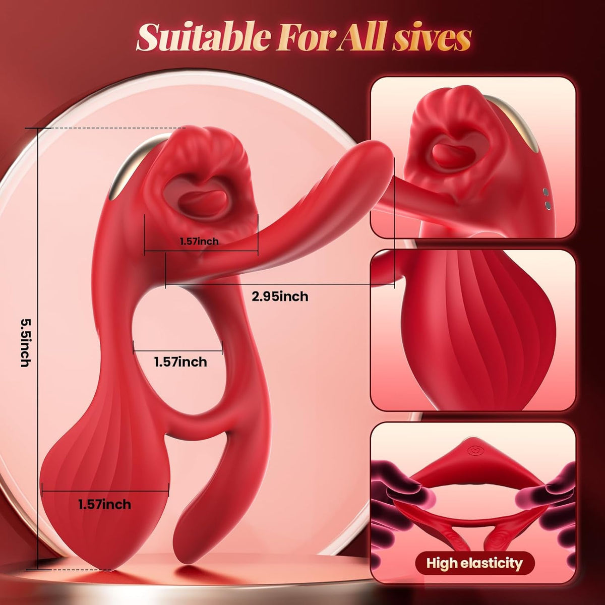 QuadWave 4 Motor Cock Ring Clit Stimulator 7 Modes Silicone