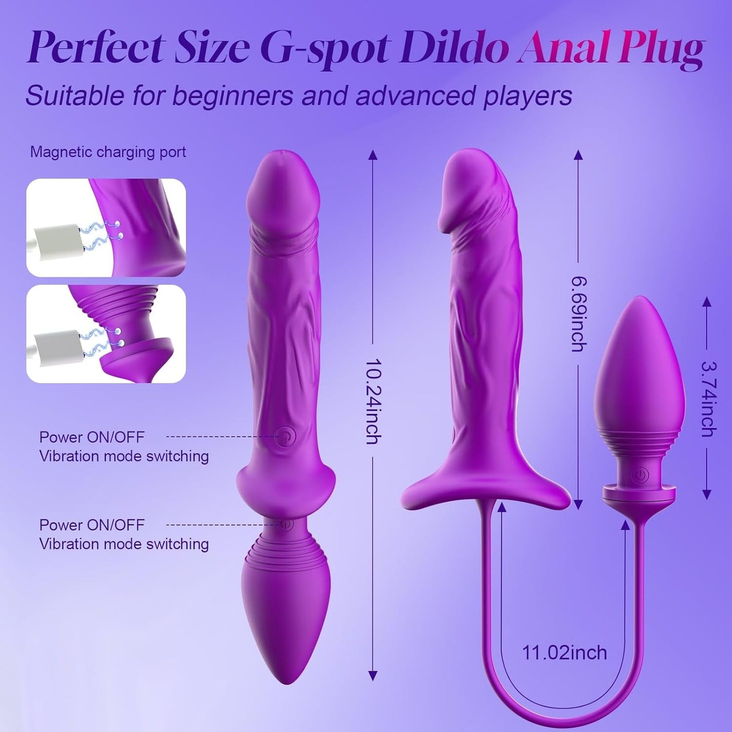 FusionFlex 3-in-1 Vibrating Dildo & Anal Plug Set Couples Toy