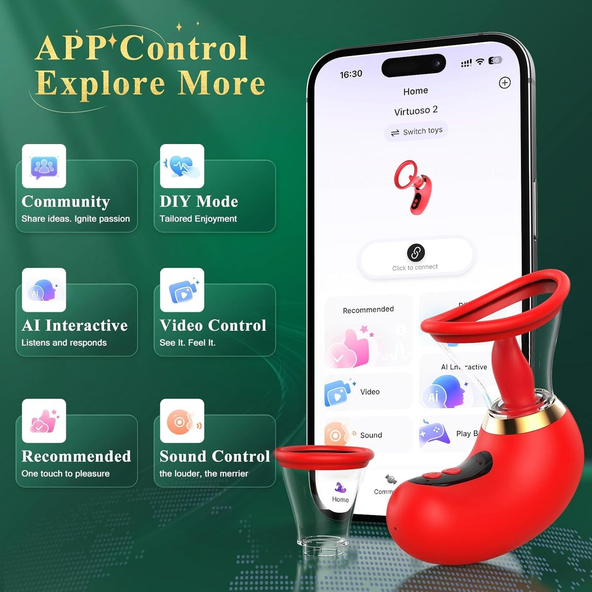 SilqueSync AI Rose Wand App Clitoral Sucker LCD Waterproof