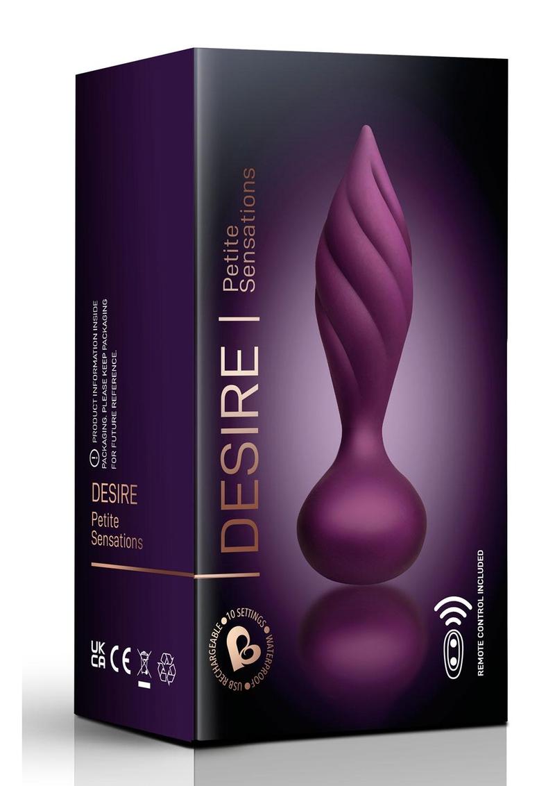 Desire Petite Sensations Rechargeable Silicone Anal Plug With Remote