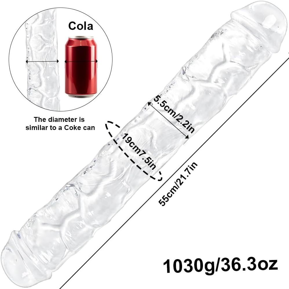 TitanClear 21.7” XXXL Double-Ended Dildo Thick Flexible Toy