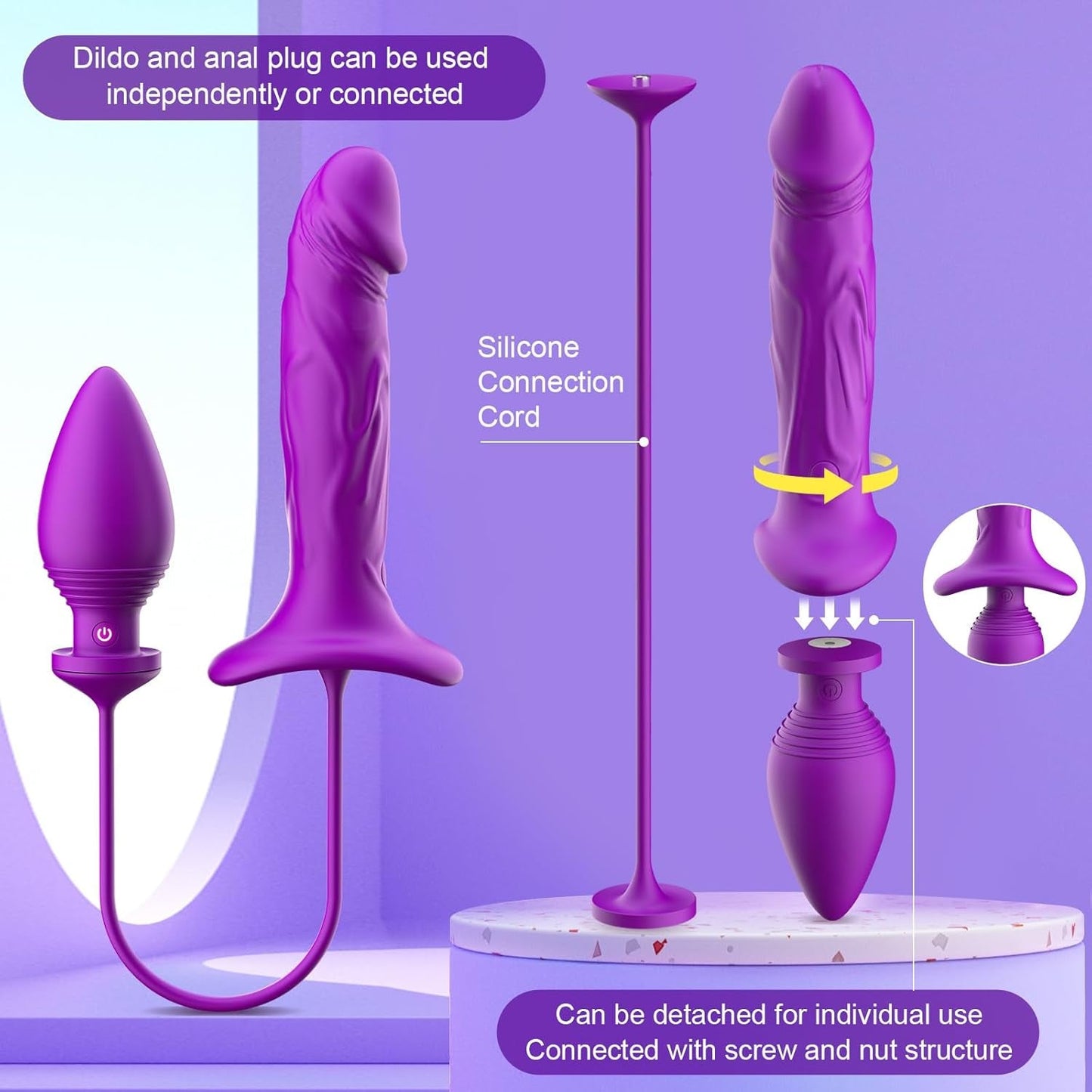 FusionFlex 3-in-1 Vibrating Dildo & Anal Plug Set Couples Toy