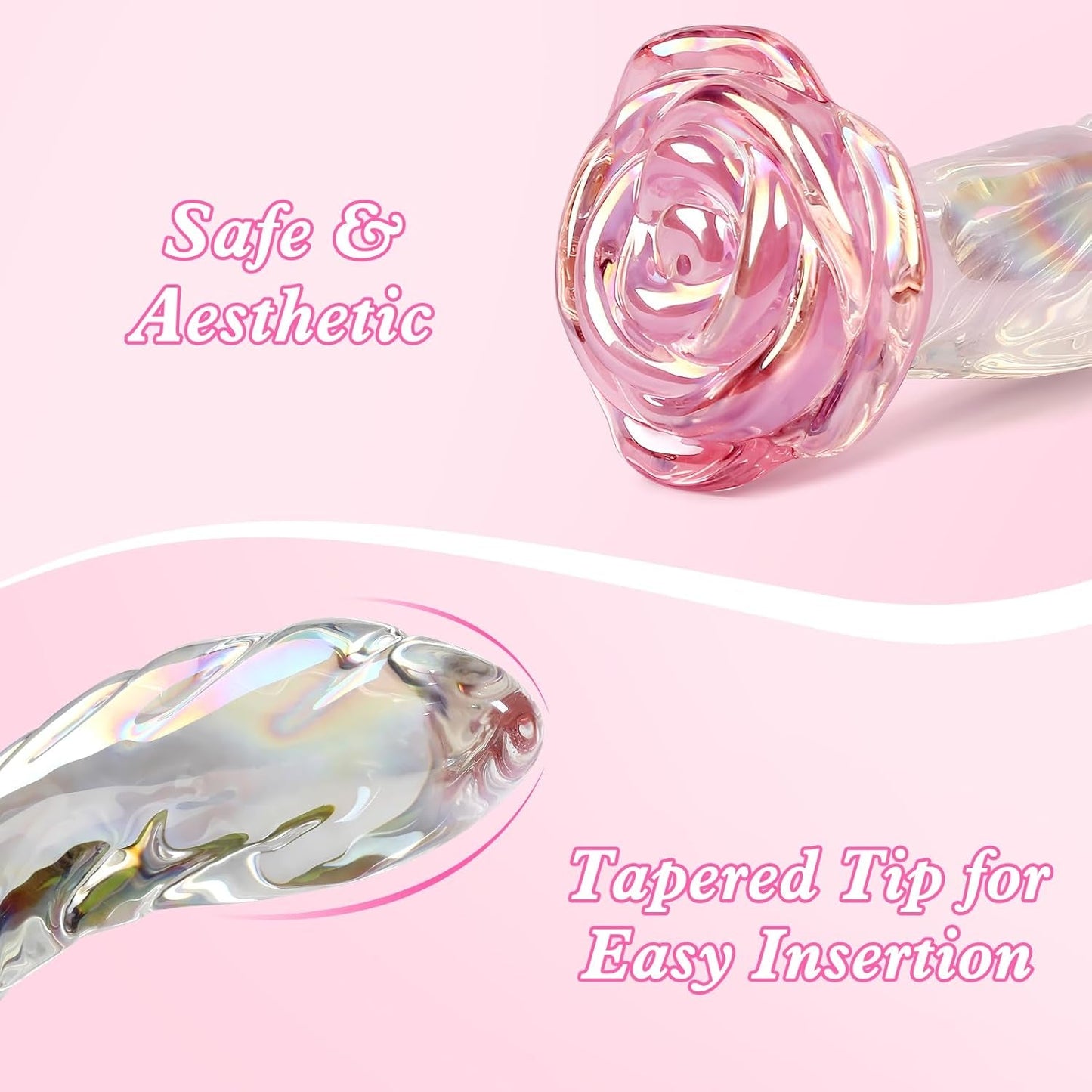 RoseGlass 7.2” Glass Dildo Rainbow G-Spot Anal Plug