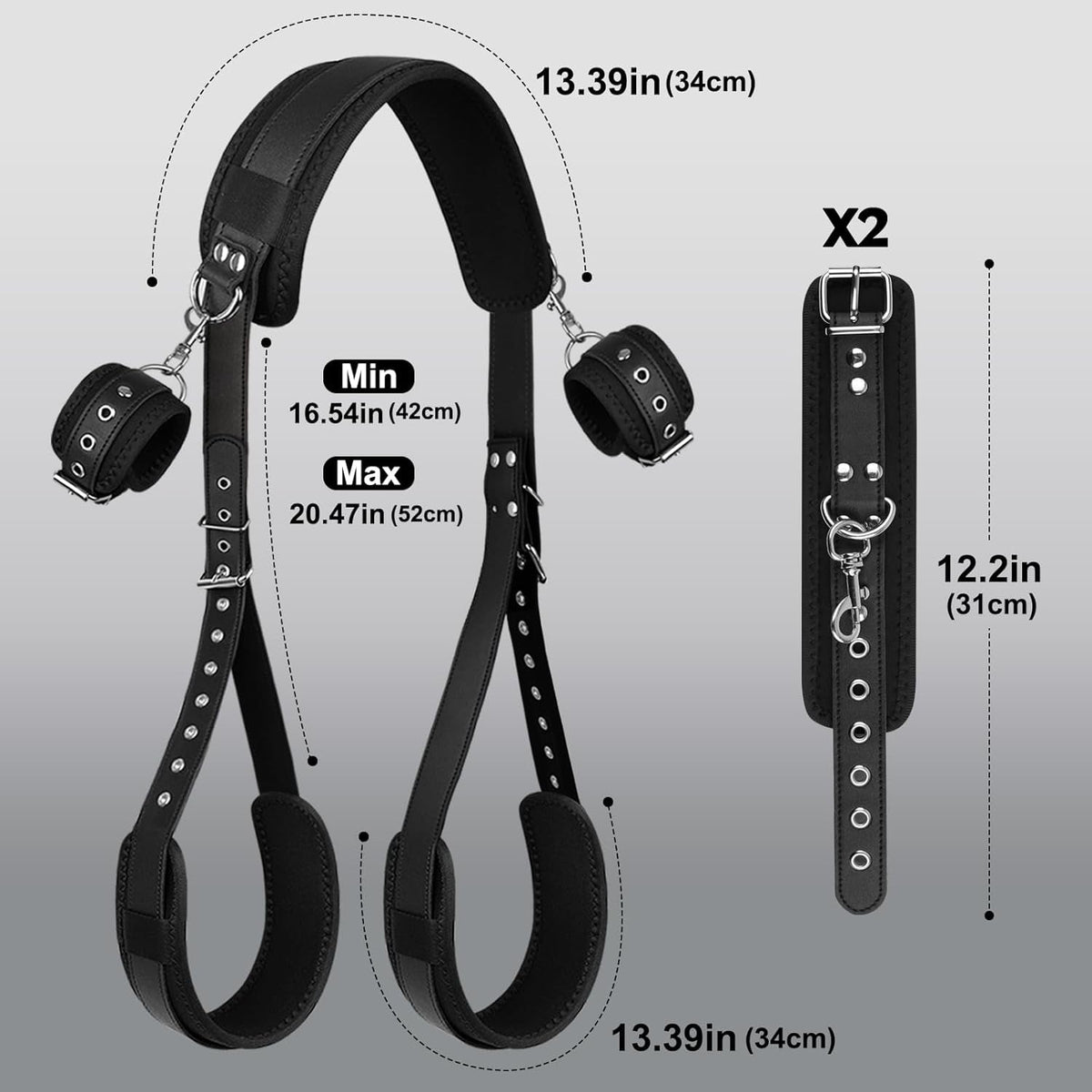 GripLink Neck to Thigh Sling Strap BDSM Kit