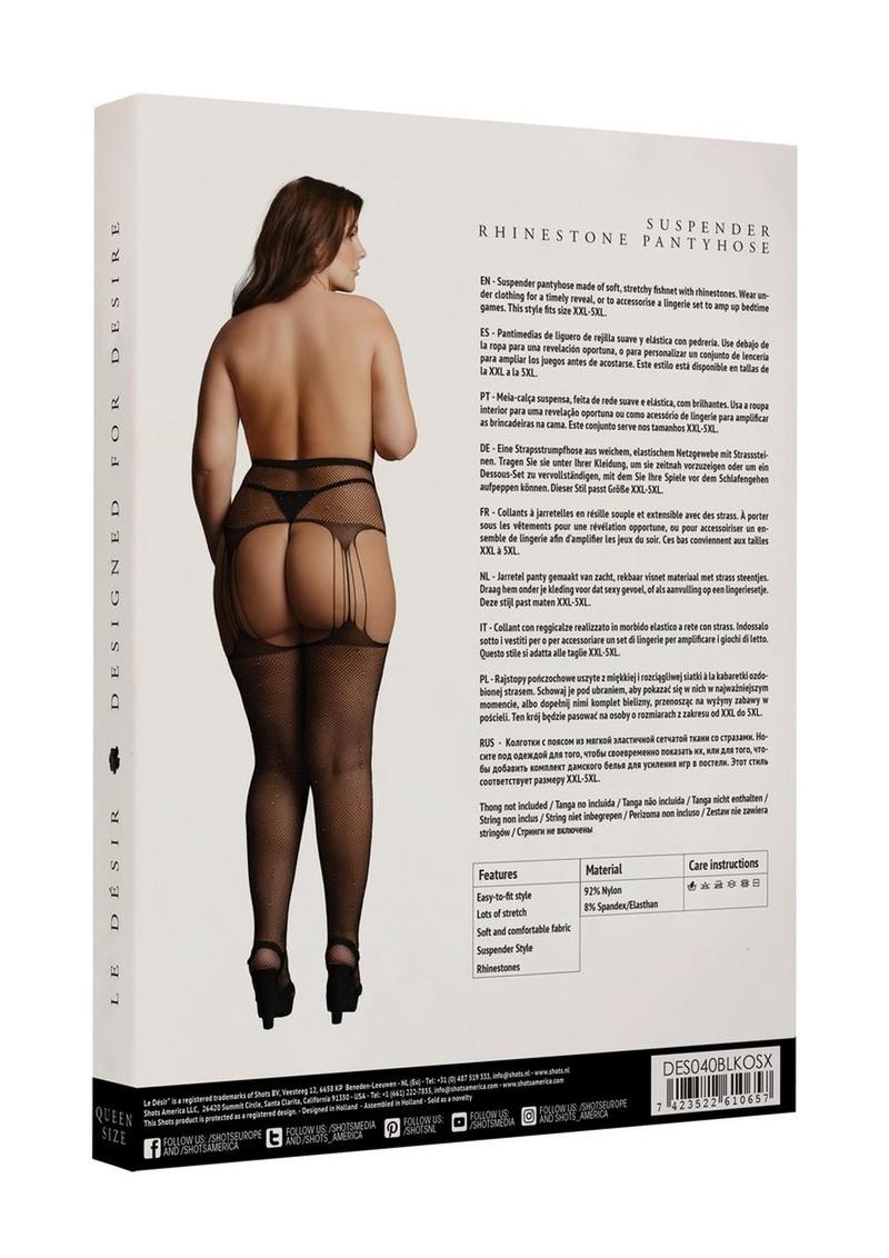 Le Desir Suspender Rhinestone Pantyhose Fishnet Lingerie