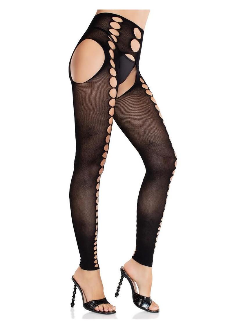 Seamless Opaque Cut-Out Footless Suspender Hose