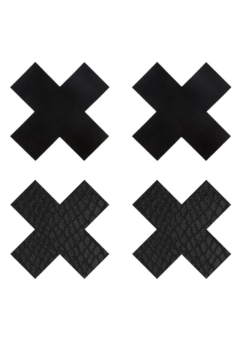 Peekaboos Classic Black X Pasties Self-Adhesive Premium 2 Pairs