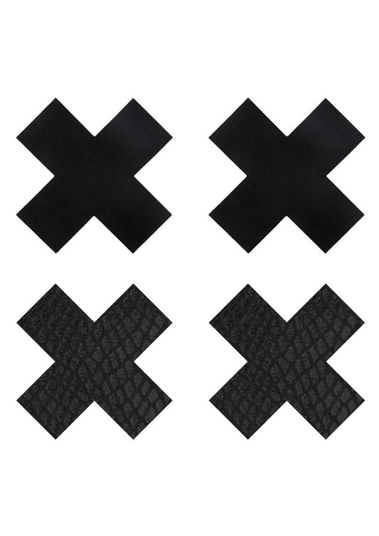 Peekaboos Classic Black X Pasties Self-Adhesive Premium 2 Pairs