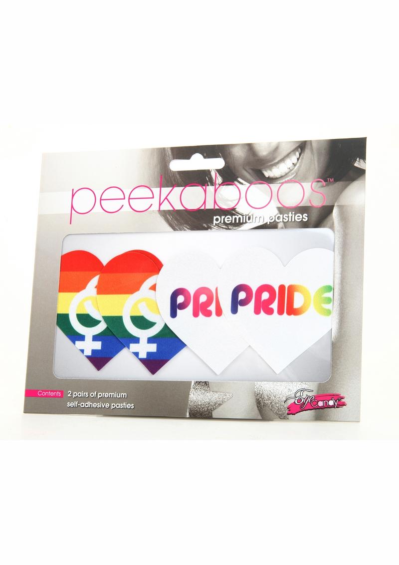 Peekaboos Pride Heart Pasties Rainbow Self-Adhesive Nipple Covers