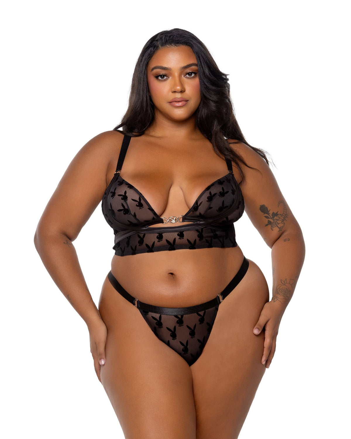 Black & Gold Playboy Bunny Charm Bralette Set