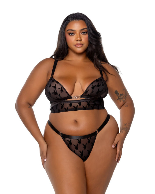 Black & Gold Playboy Bunny Charm Bralette Set