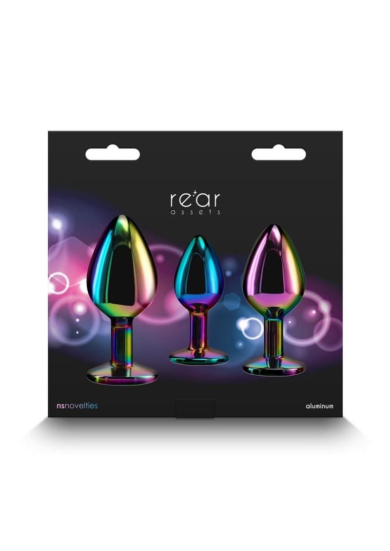 Rear Assets 3 Piece Metal Plug Kit Rainbow Aluminum with Gem Base