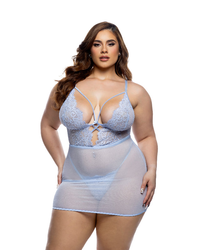 Baby Blue Paradise Bloom Chemise Set