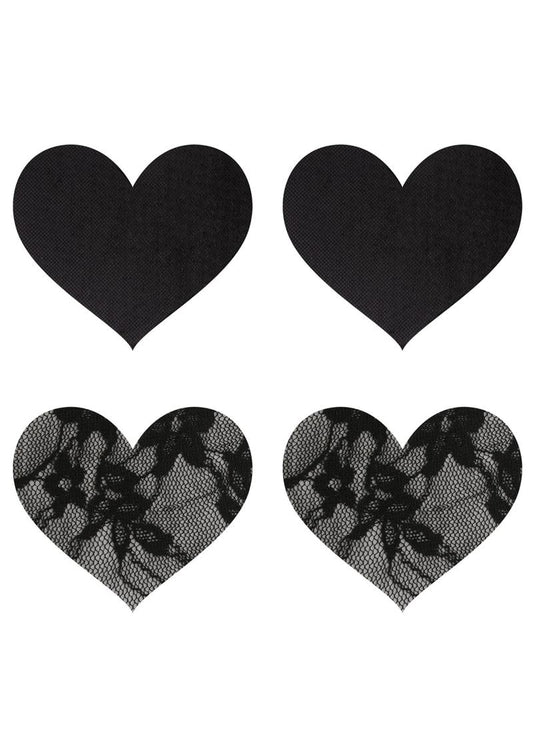 Peekaboos Satin And Lace Heart Pasties Self-Adhesive Nipple Covers